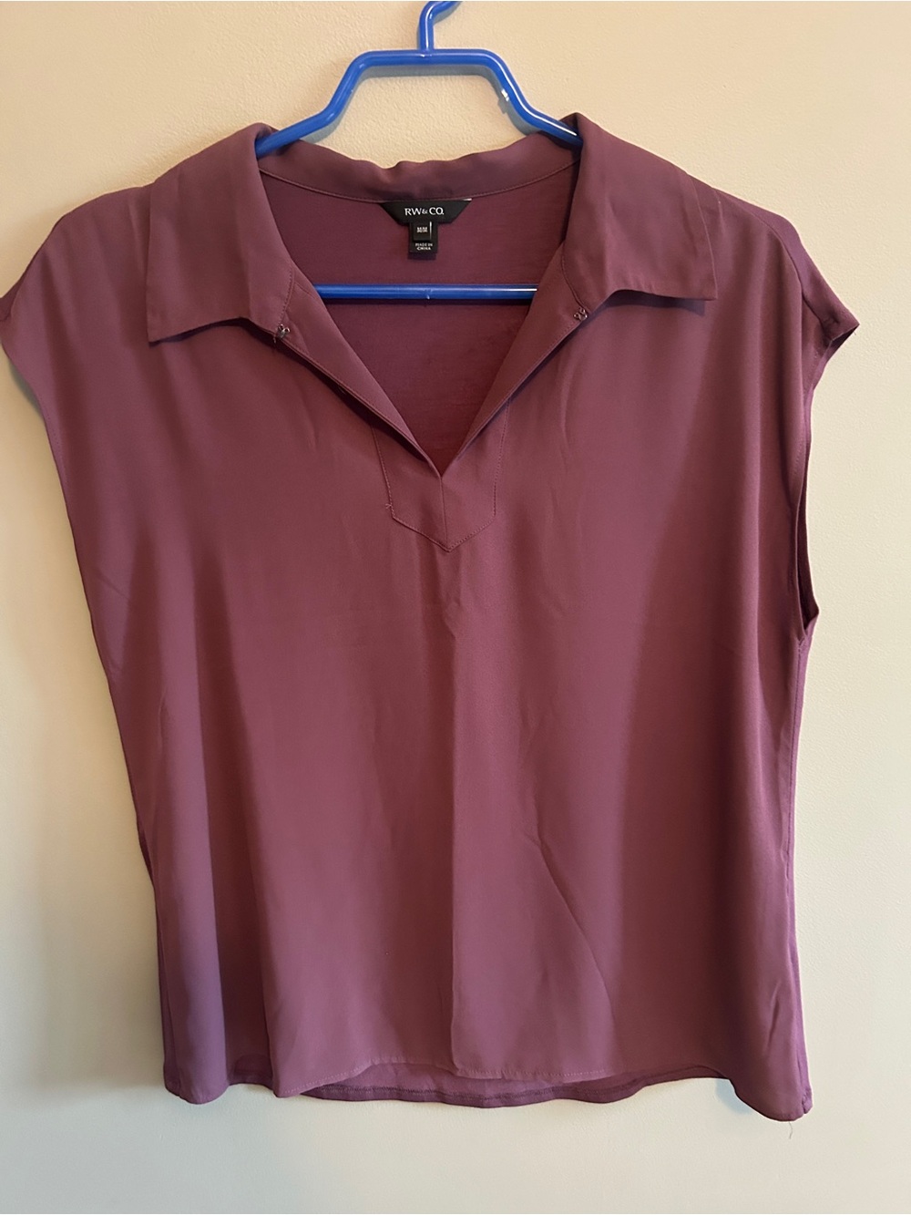 RW&CO. Mauve Sleeveless Collared Blouse